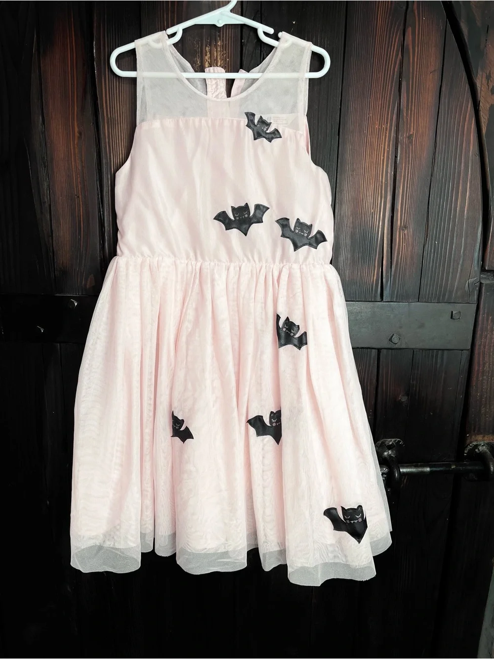 H&M Pale Pink Tulle Dress with Black Bat Appliqués